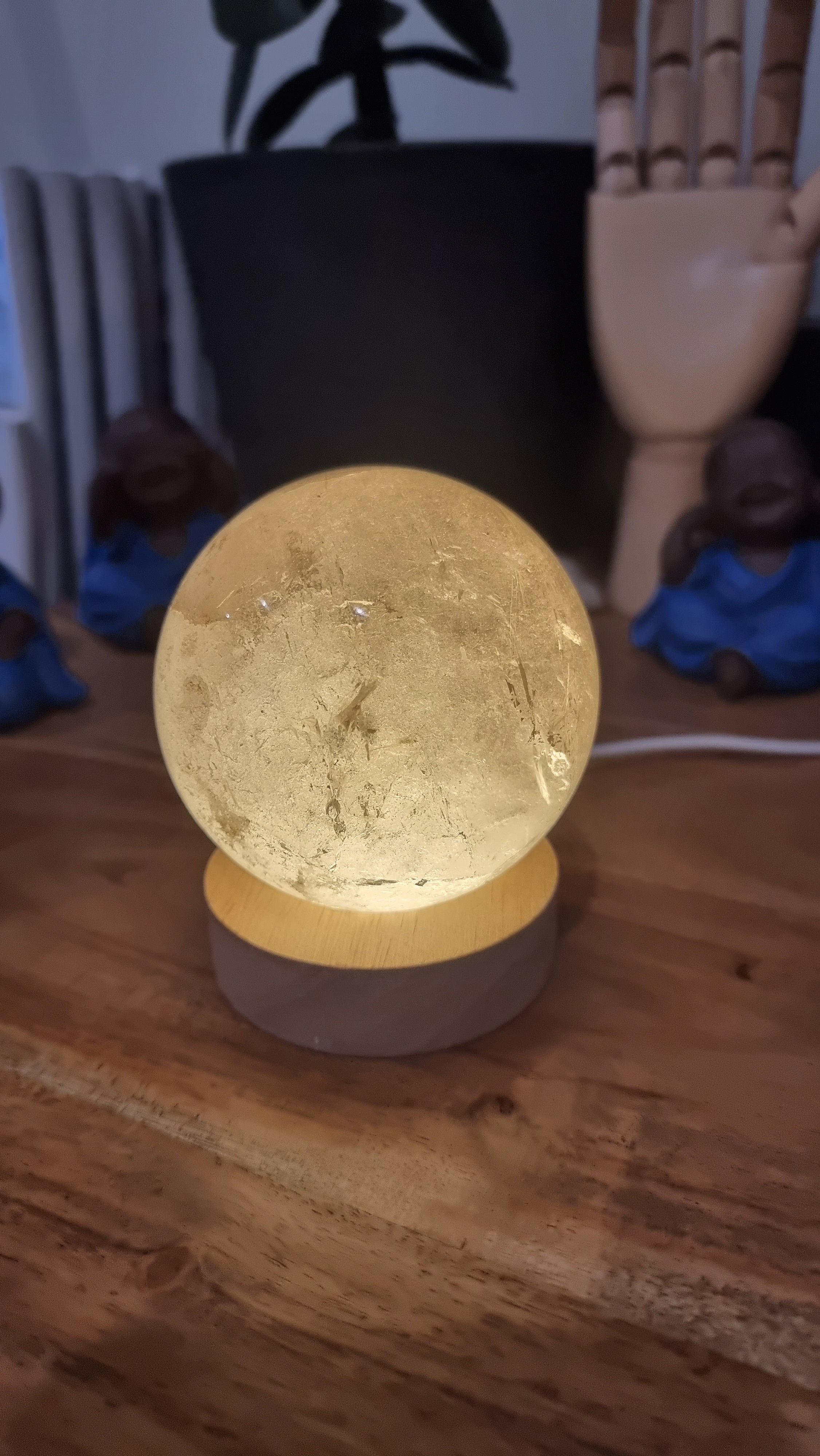 0.73kg Smokey Quartz Polished Sphere with LED Light - DS1314