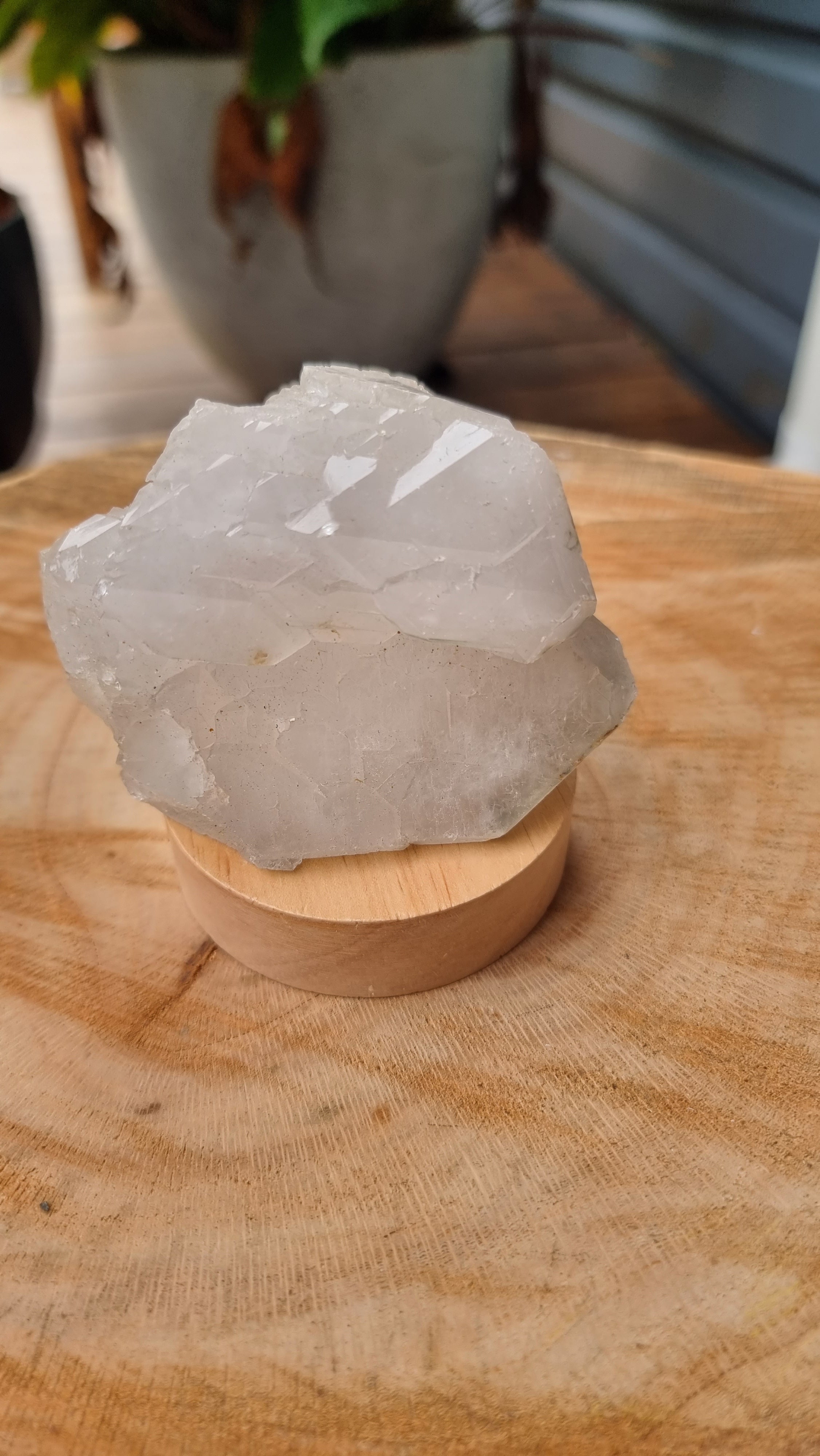 Natural Clear Quartz Cluster with LED Light Small Display Base